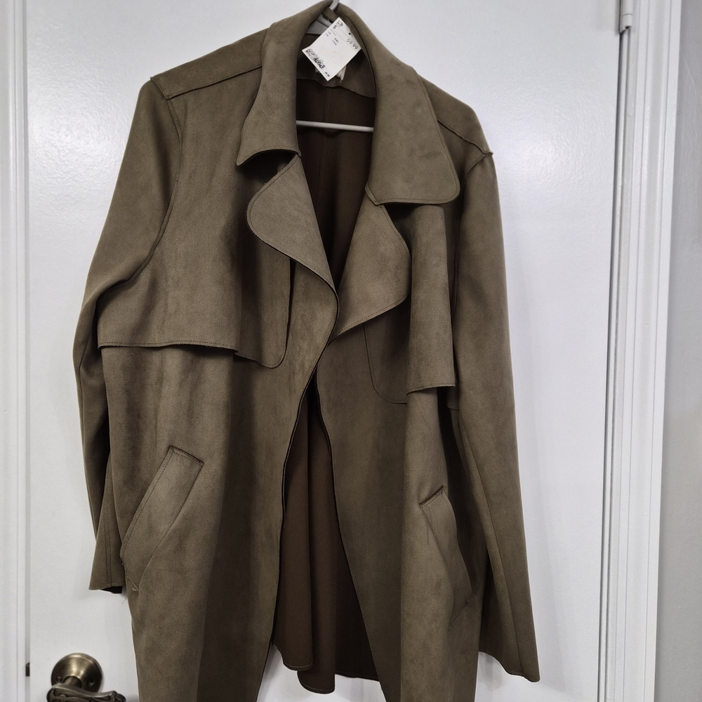 H&M Khaki Draped Trench Coat